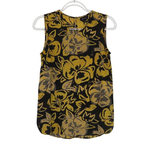 Who What Wear Blue & Yellow Sleeveless Floral Blouse Small - Picture 3 of 6